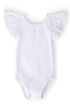 White S/S Flutter Sleeve Leotard