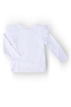 White L/S Ruffle Tee