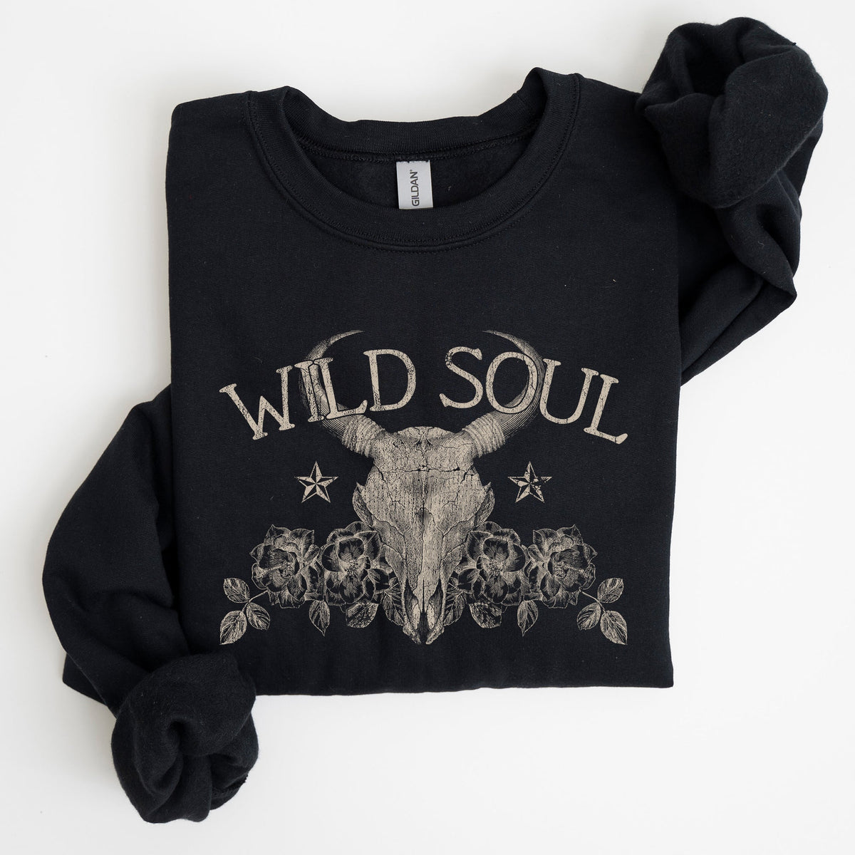 Wild Soul Cow Skull Western Desert Outdoor Adventure Frontier Spirit Western Heritage Sweatshirt