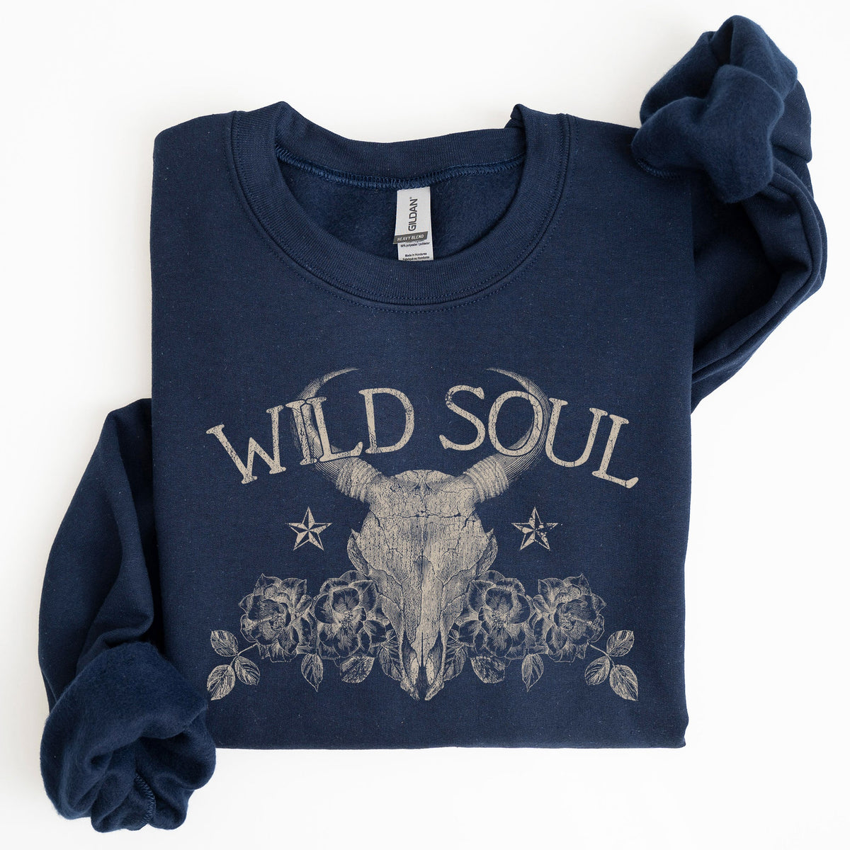 Wild Soul Cow Skull Western Desert Outdoor Adventure Frontier Spirit Western Heritage Sweatshirt
