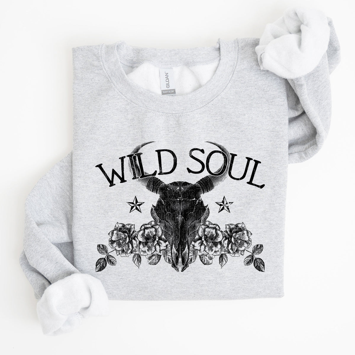 Wild Soul Cow Skull Western Desert Outdoor Adventure Frontier Spirit Western Heritage Sweatshirt