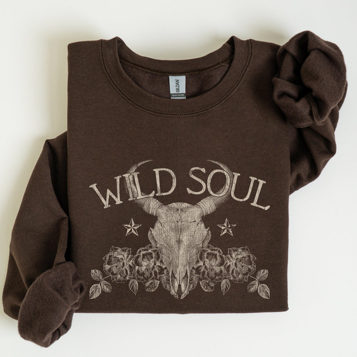 Wild Soul Cowboy Skull Roses Country Cowgirl Spirit Rustic Western Americana Legend Sweatshirt