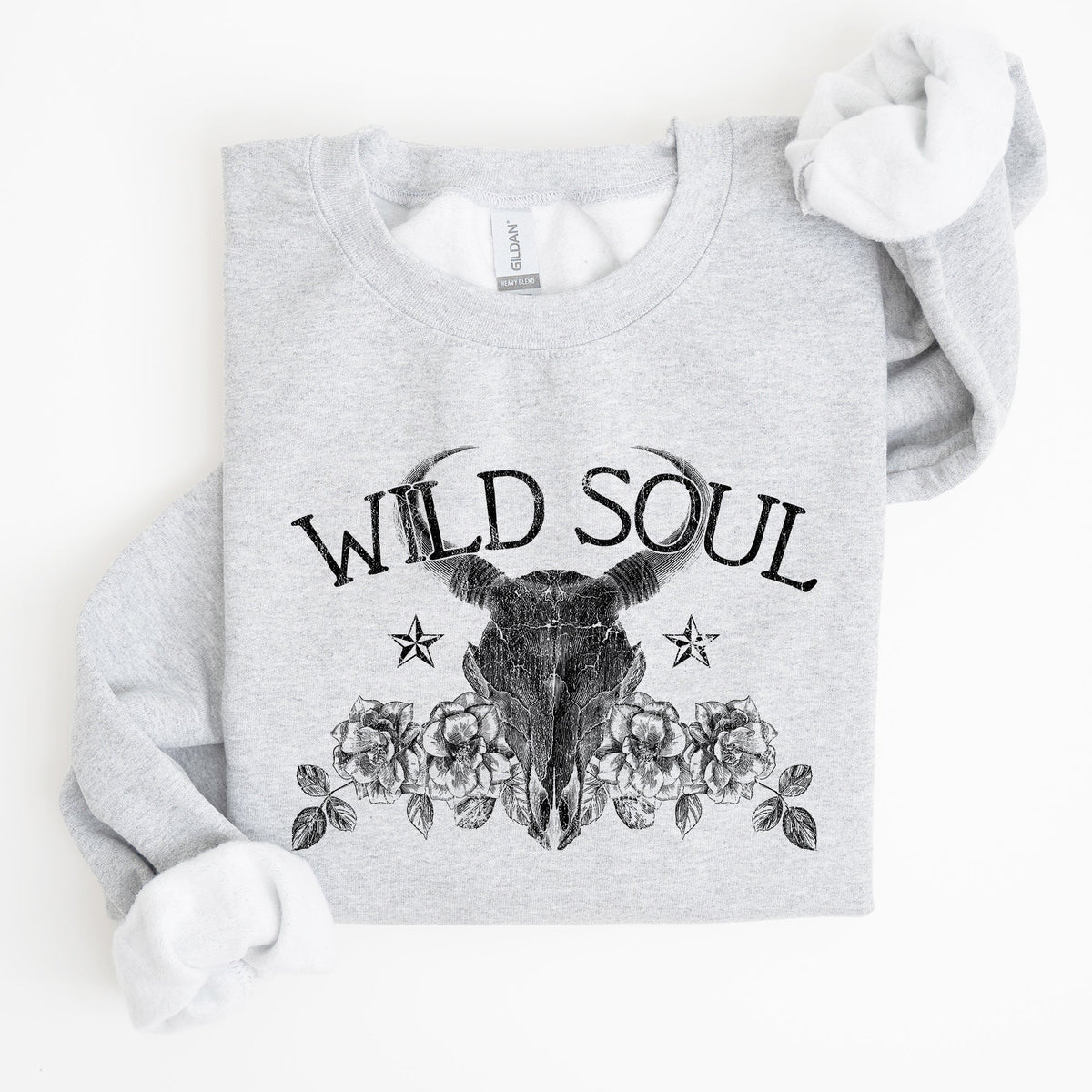 Wild Soul Cowboy Skull Roses Country Cowgirl Spirit Rustic Western Americana Legend Sweatshirt