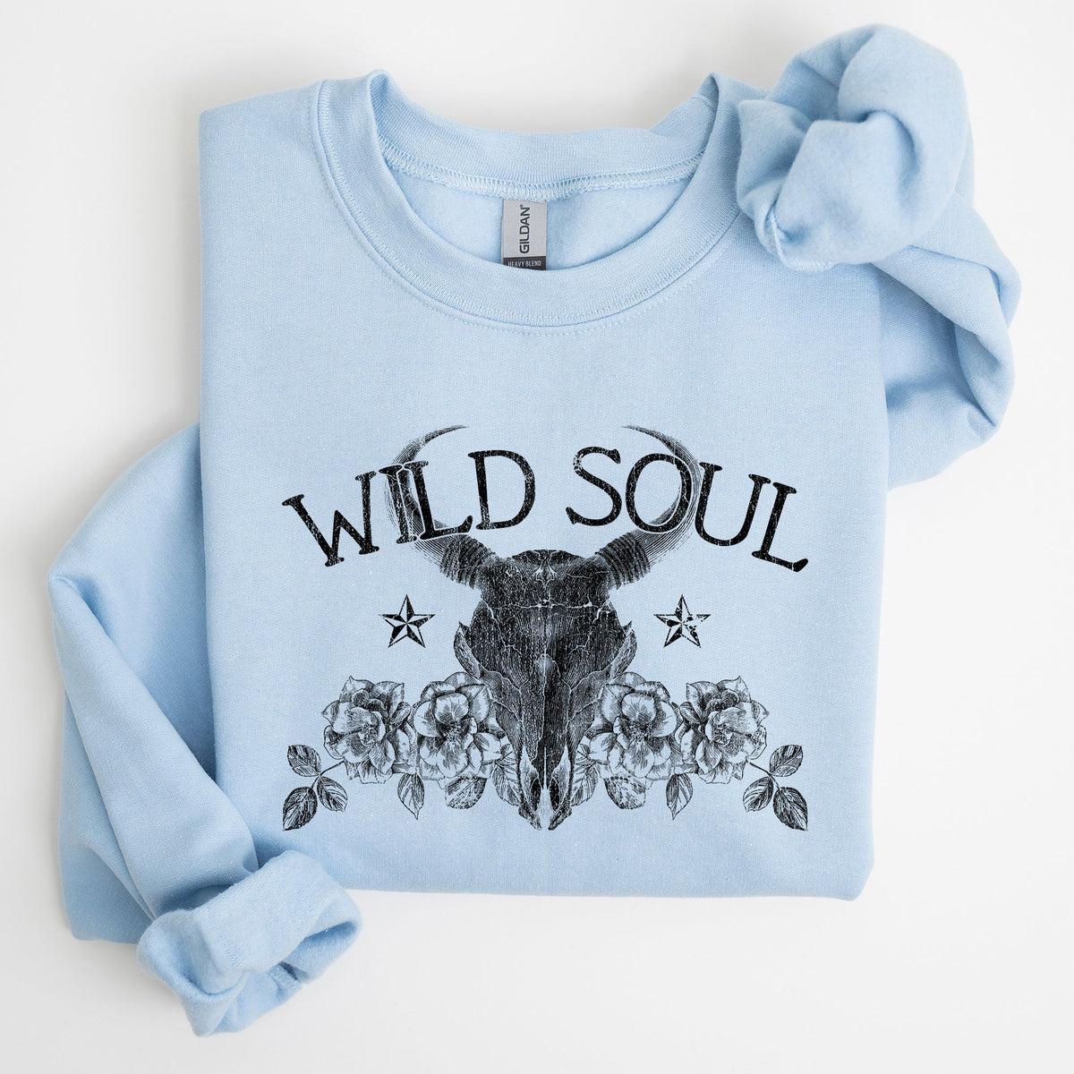Wild Soul Cowboy Skull Roses Country Cowgirl Spirit Rustic Western Americana Legend Sweatshirt