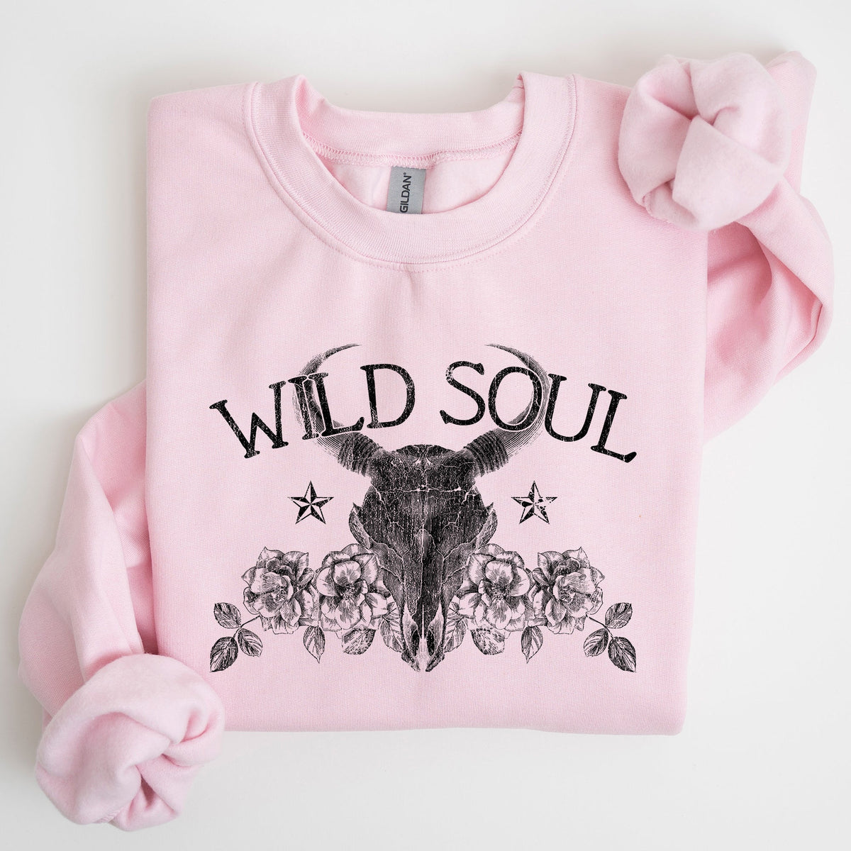 Wild Soul Cowboy Skull Roses Country Cowgirl Spirit Rustic Western Americana Legend Sweatshirt