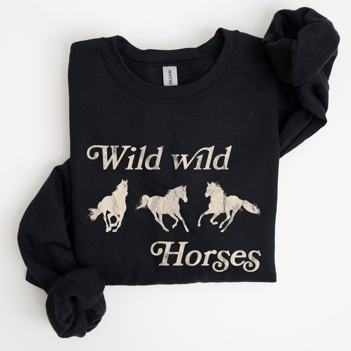 Wild Wild Horses Country Cowboy Retro Cowgirl Western Spirit Vintage Americana Classic Ride Rodeo Soul Sweatshirt
