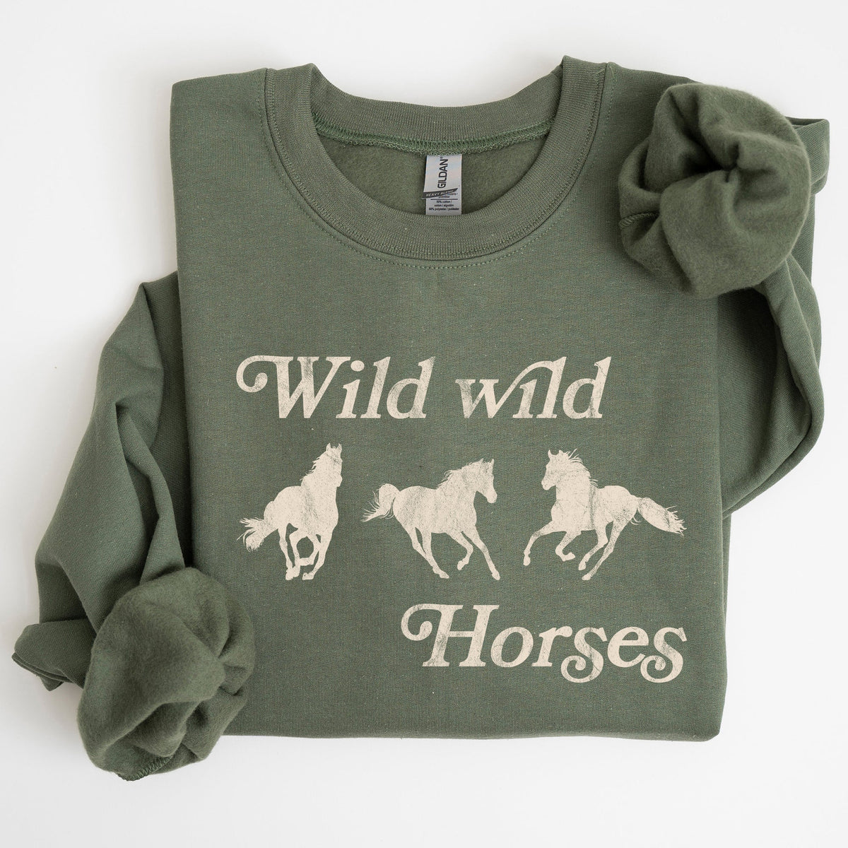Wild Wild Horses, Country, Western Rodeo Spirit And Prairie Sunset Art Sweatshirt