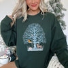 Winter Tree Filled With Animals Christmas Wildlife Woodland Scene Cozy Sweatshirt