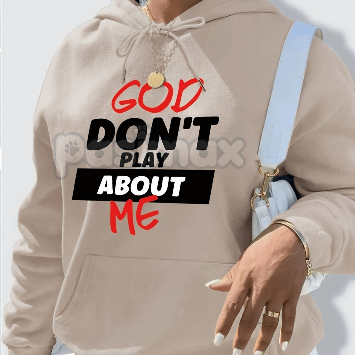 Women's Front Slogan Letter Print Hooded Sweatshirt – Casual Graphic Pullover, Trendy Statement Hoodie