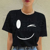 Women's Plus Size Cartoon Print T-Shirt – Soft Cotton Black Top