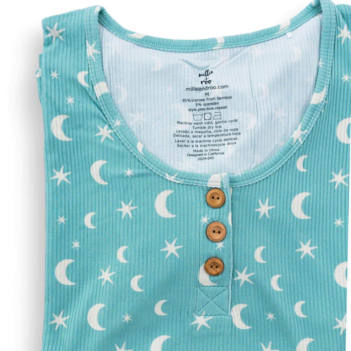 WOMANS PAJAMA SET- Moon + Stars Ribbed