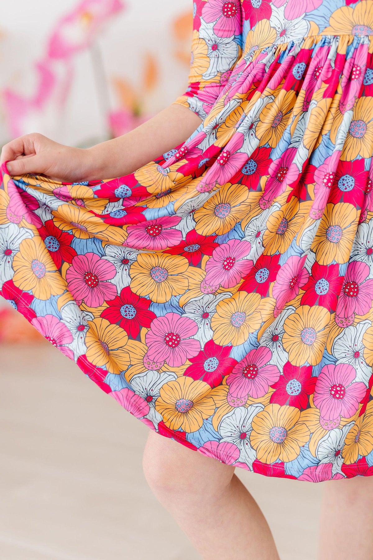 SALE Wonderland Floral 3/4 Sleeve Pocket Twirl Dress