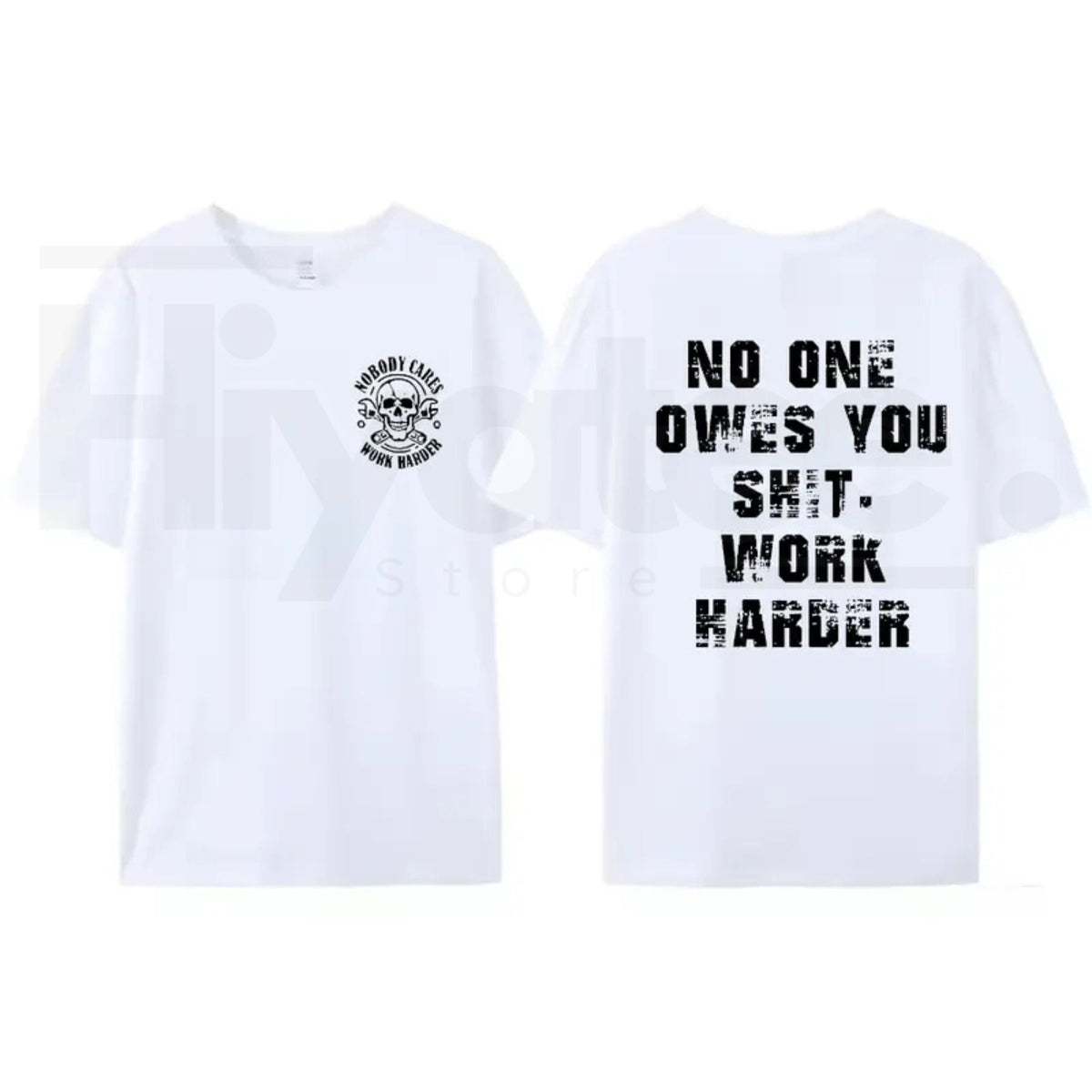 "Work Harder" Skull Graphic – Gritty Streetwear for the Relentless Grinder