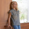 Pleione Women's Sheer Ruffle Button Front Blouse
