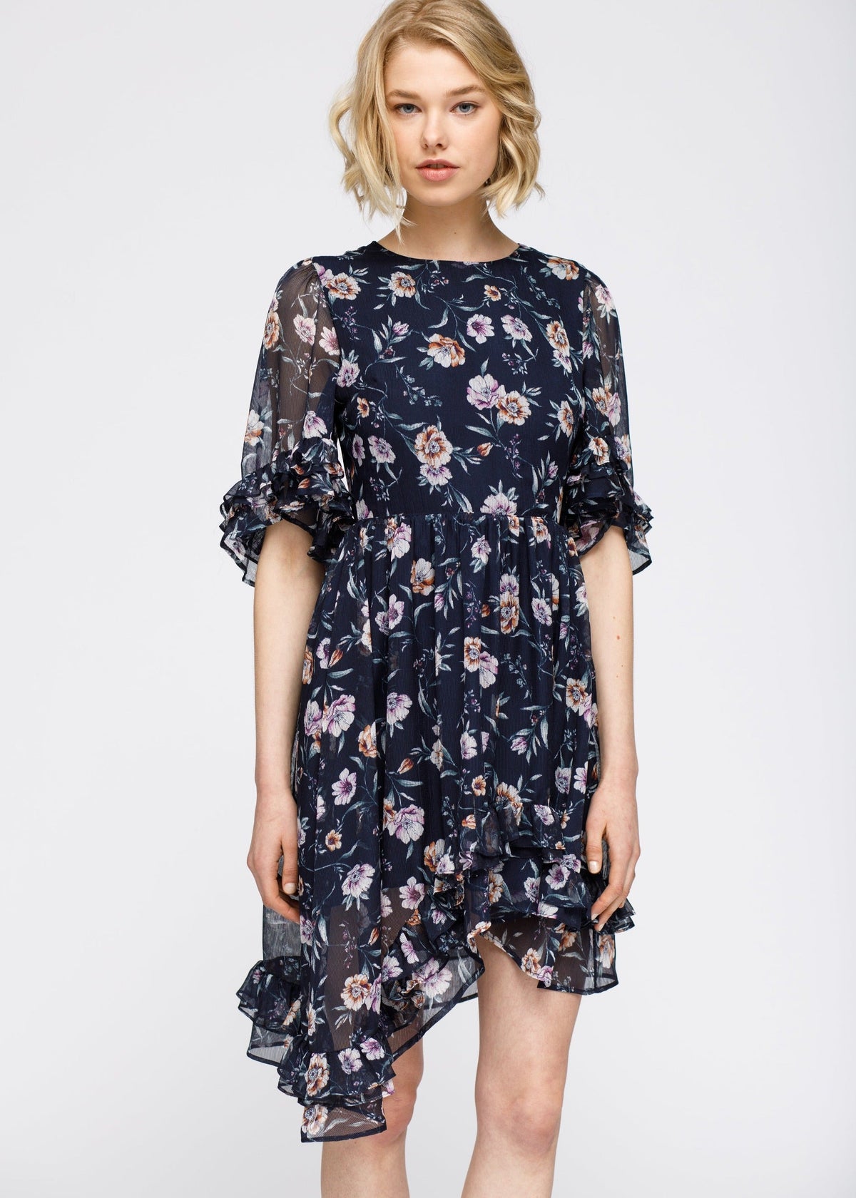 Nurode Women's Wax Flower Asymmetrical Hi-Lo Dress