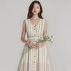 Women's Sleeveless Button Down Stripe Dress in Sage