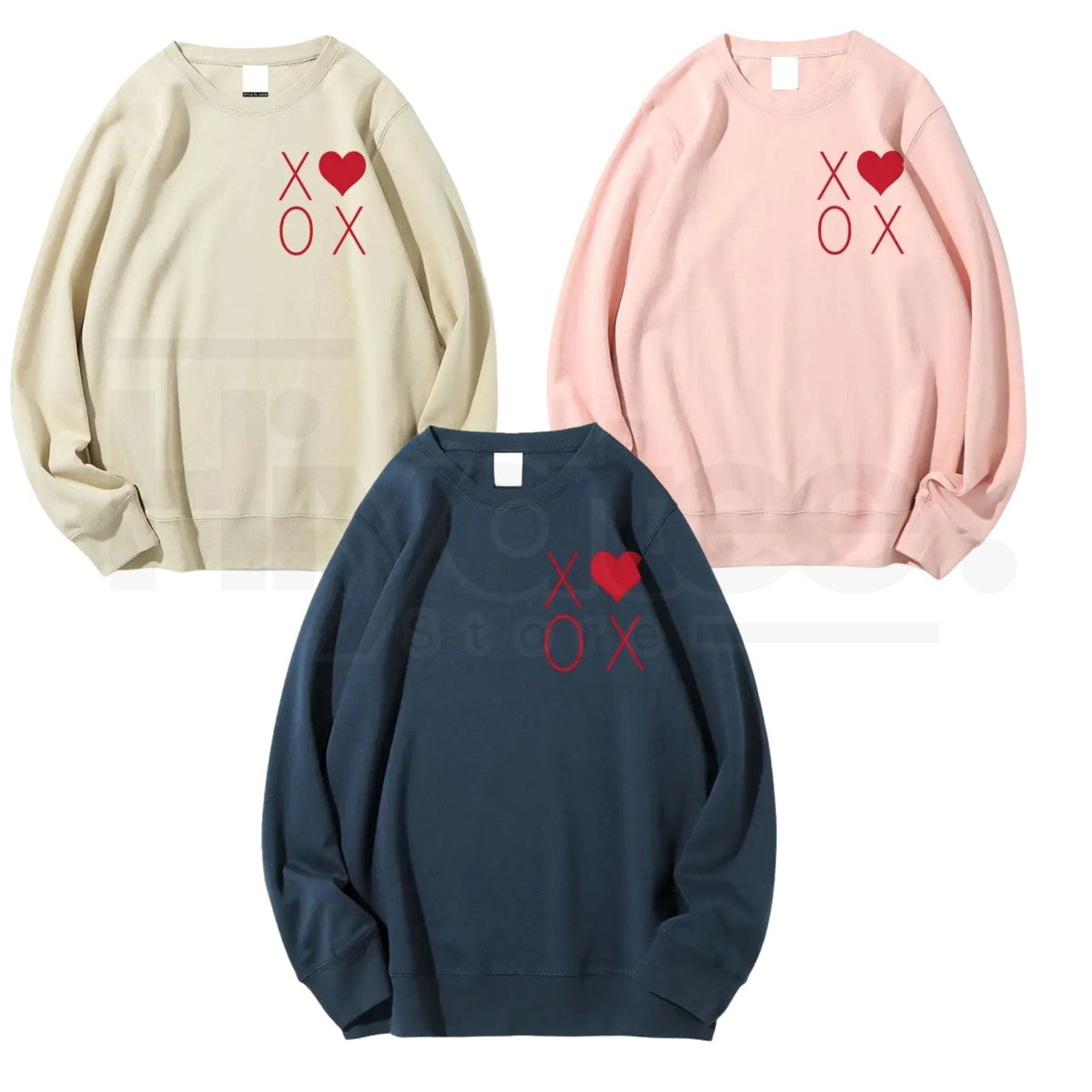 XOXO Heart Valentine's Day Sweatshirt: Trendy Women's Graphic Crewneck Pullover