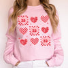 XOXO Valentine's Day Checkered Retro Love Hearts Cozy Warmth Fleece-Soft Sweatshirt