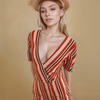 Women's Puff Sleeve Wrap Blouse in Poppy Multi