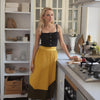 Pleione Women's Pleated Midi Skirt in Mustard Olive