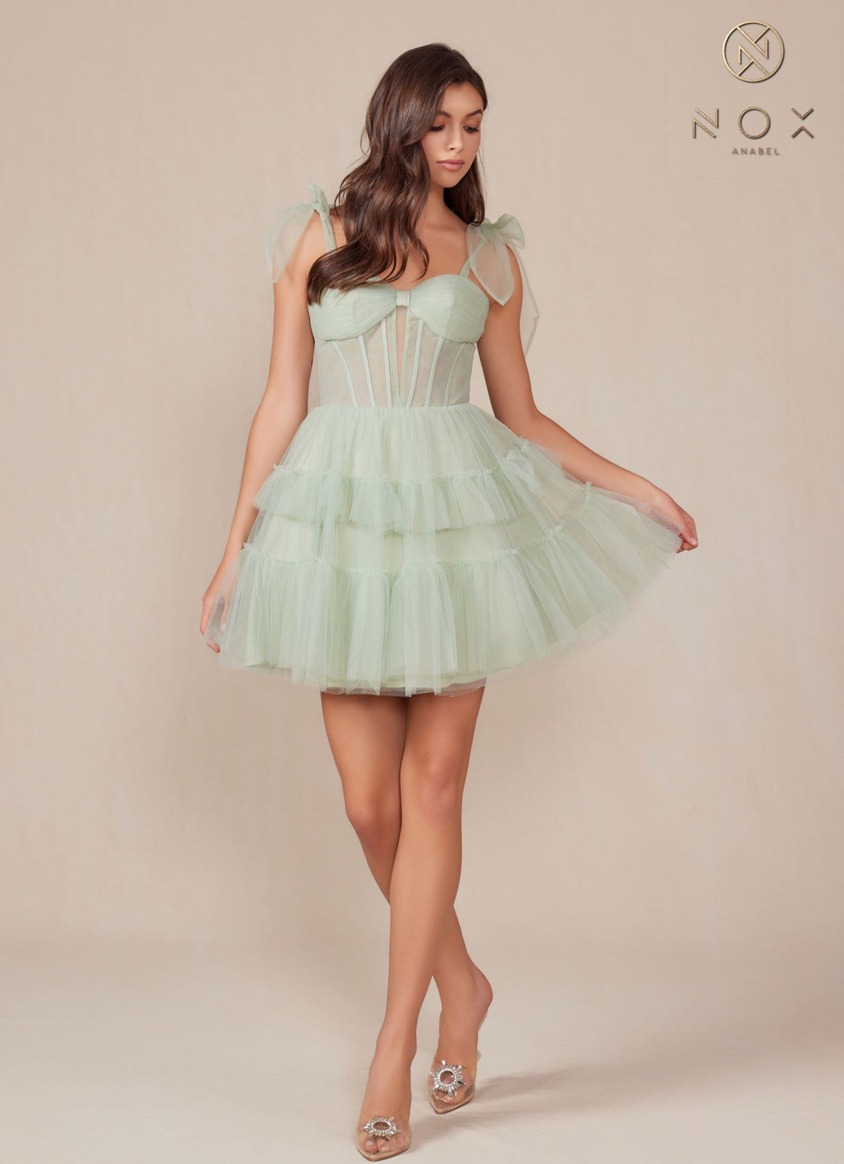 Nox Anabel Y858 Dress Short A-Line Ruffled Tiered Tulle Skirt