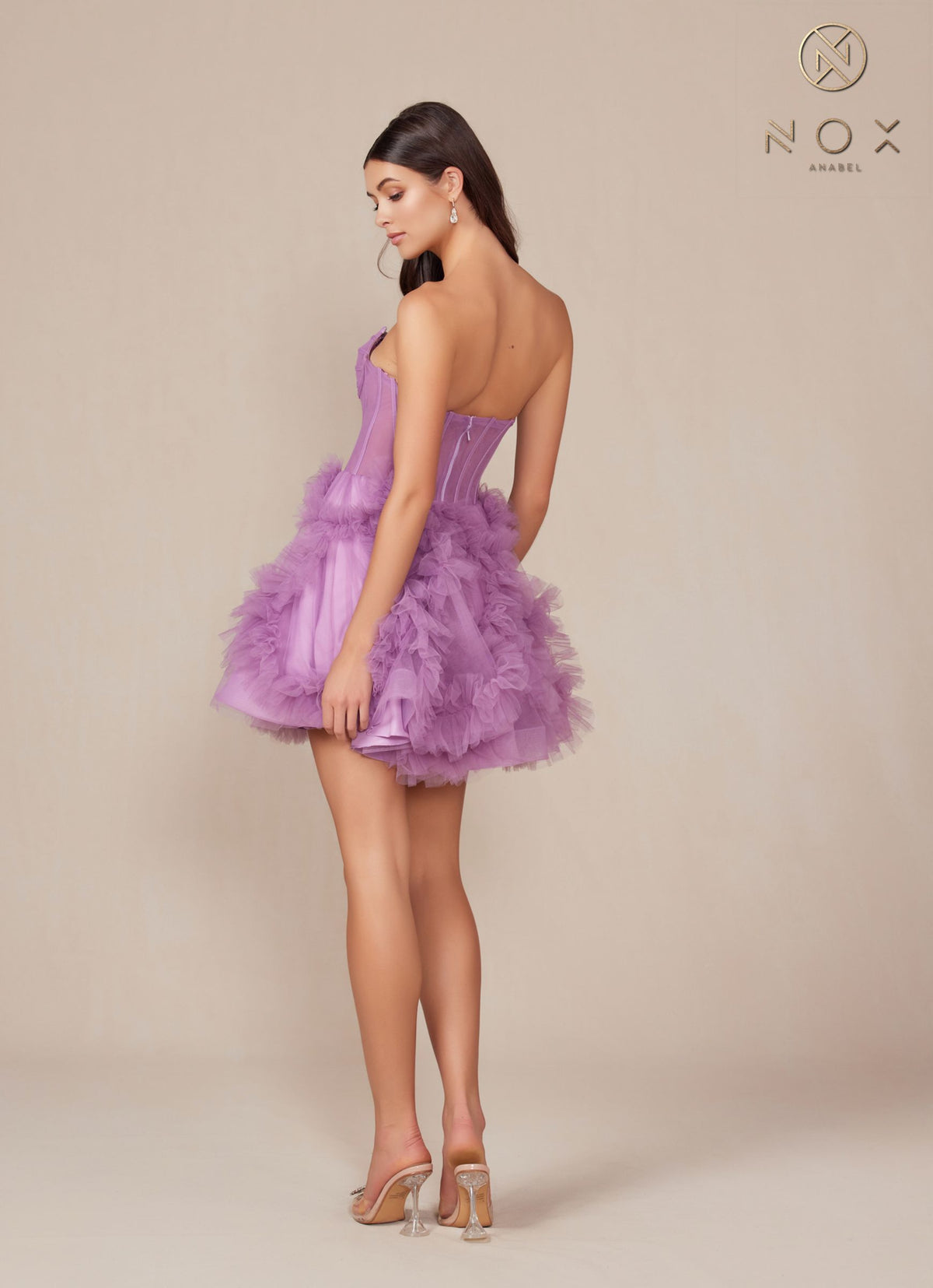 Nox Anabel Y859 Dress Strapless Sweetheart A-Line Ruffled Skirt