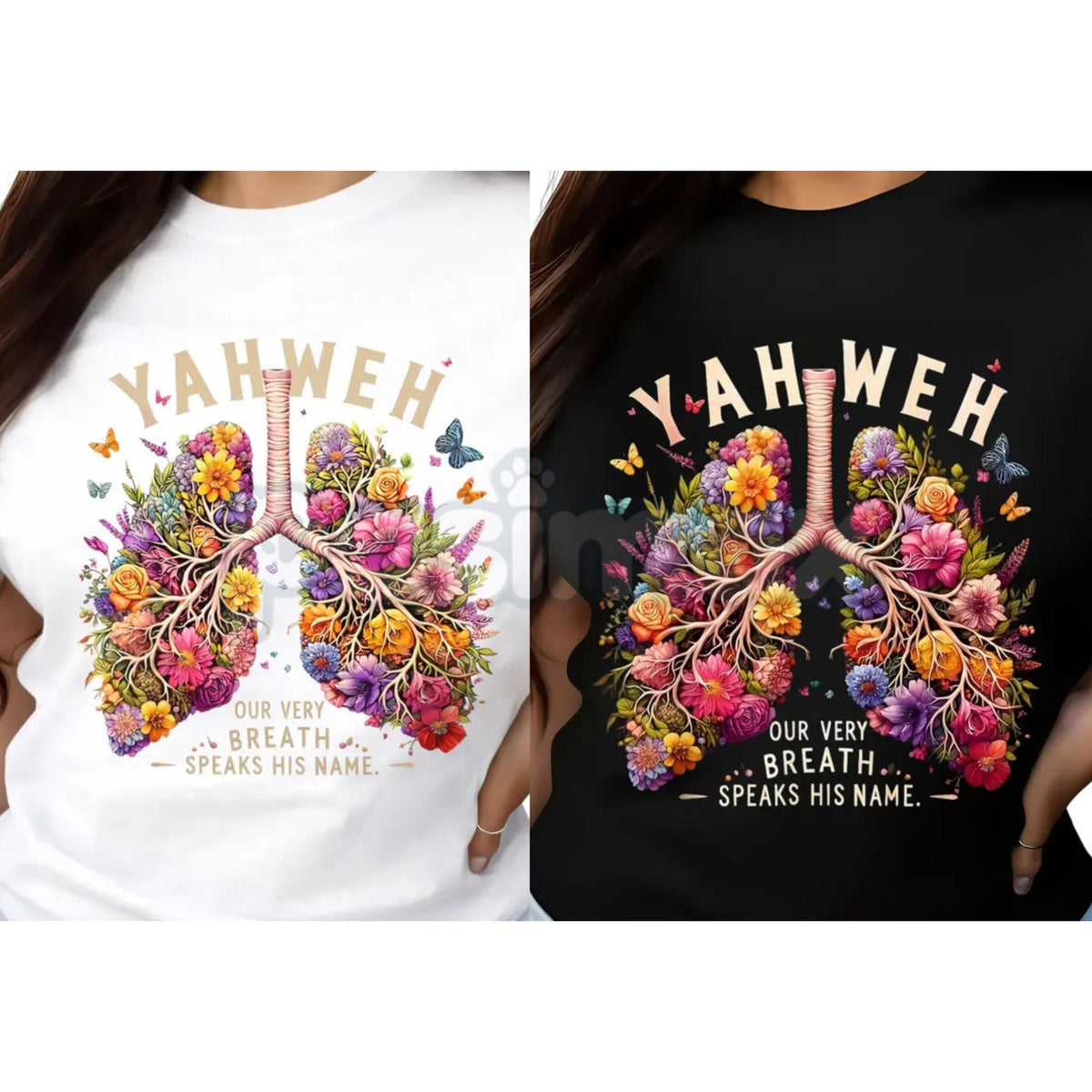Yahweh Anatomical Floral Lungs Shirt - Modern Christian Minimalist Tee, Premium 100% Cotton Scripture Graphic Top, Inspirational Faith Gift for Her, Aesthetic Sacred Breath Religious Shirt, Soft Lived-In Heavyweight Worship Apparel