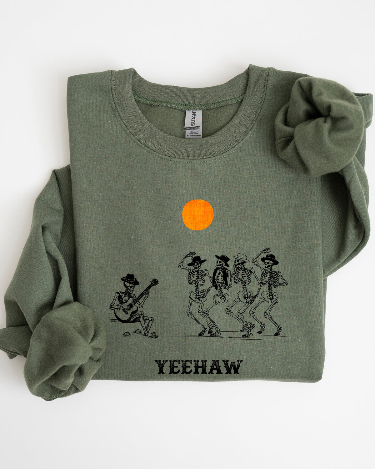 Yeehaw Dancing Skeletons Halloween Country Western Cowboys Day Of The Dead Inspired Sweatshirt
