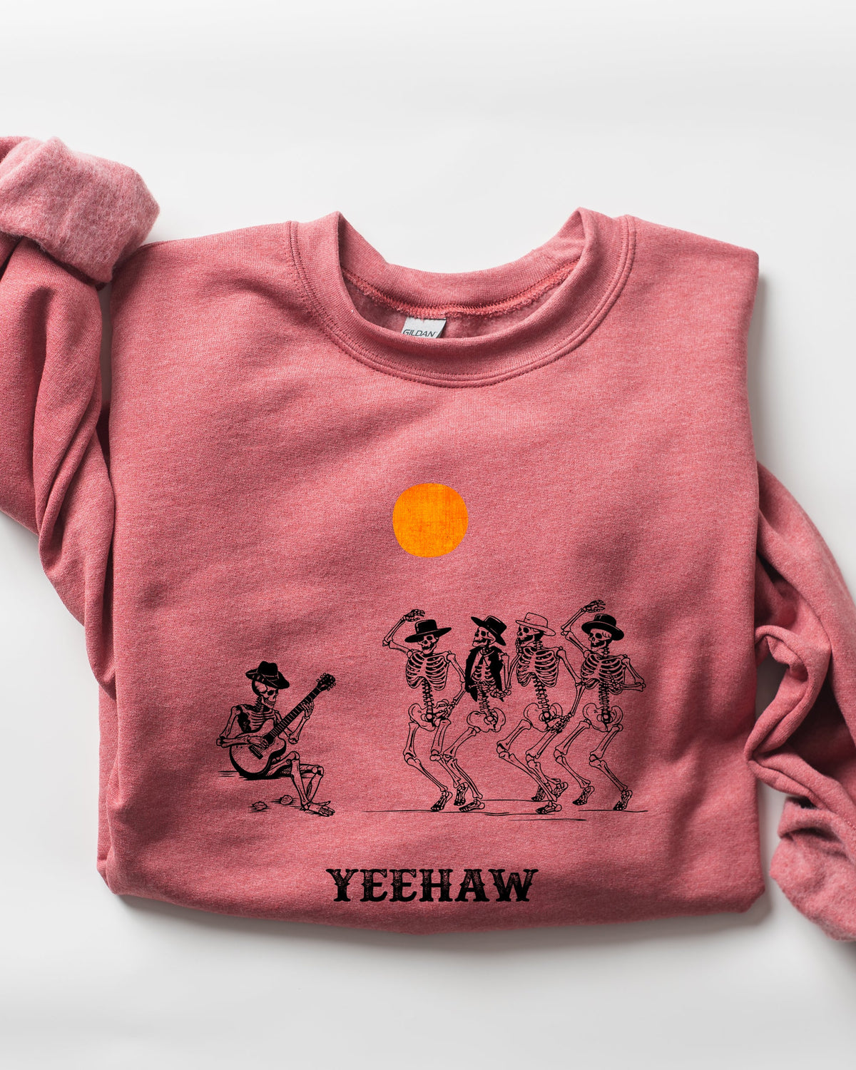 Yeehaw Dancing Skeletons Halloween Country Western Cowboys Day Of The Dead Inspired Sweatshirt