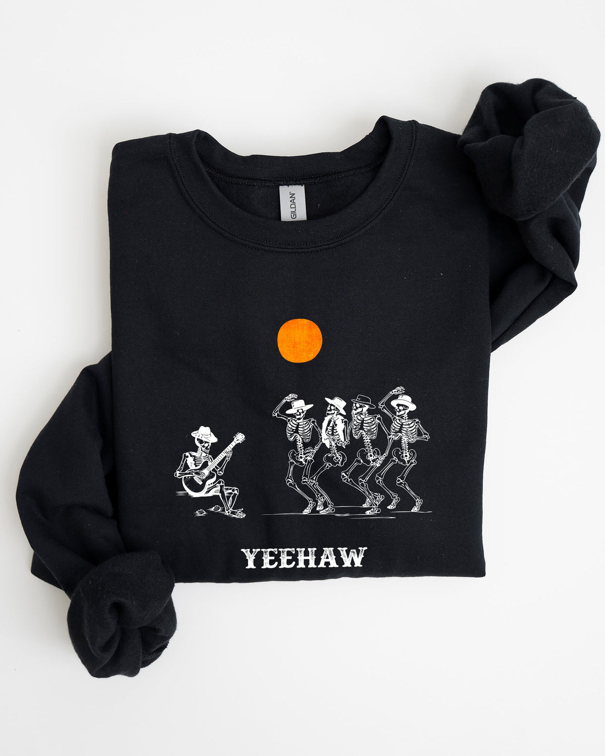Yeehaw Dancing Skeletons Halloween Country Western Cowboys Day Of The Dead Inspired Sweatshirt