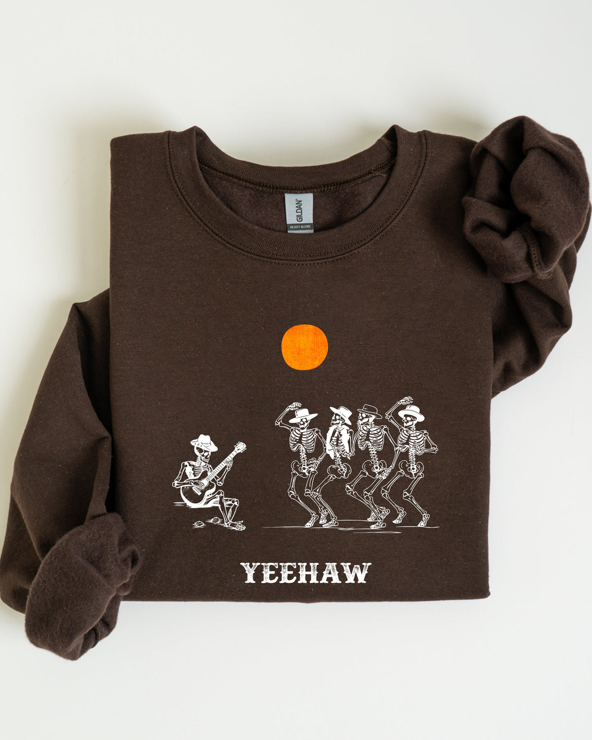 Yeehaw Dancing Skeletons Halloween Country Western Cowboys Day Of The Dead Inspired Sweatshirt