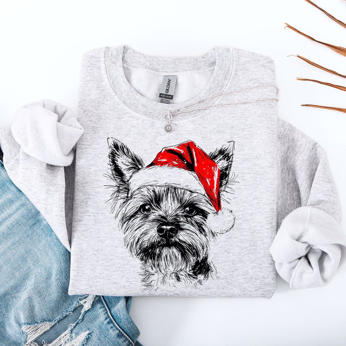 Yorkie Santa Yorkshire Terrier Christmas Dog Lover Holiday Edition Cozy Fleece Sweatshirt