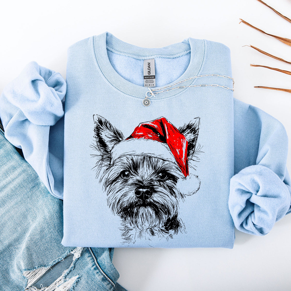 Yorkie Santa Yorkshire Terrier Christmas Dog Lover Holiday Edition Cozy Fleece Sweatshirt