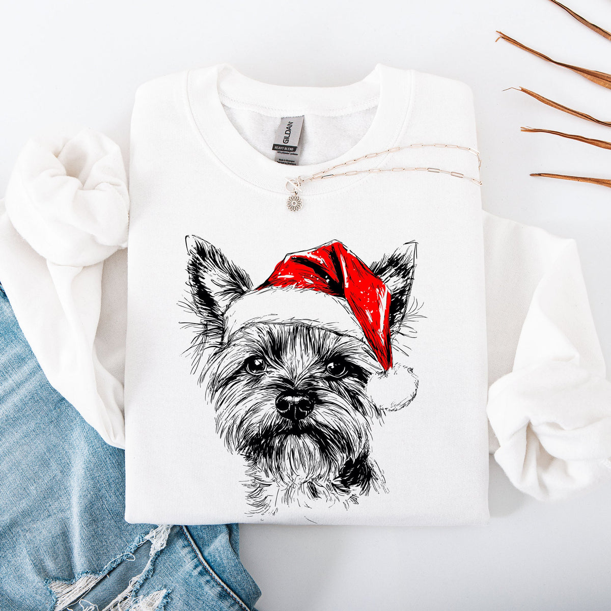 Yorkie Santa Yorkshire Terrier Christmas Dog Lover Holiday Edition Cozy Fleece Sweatshirt