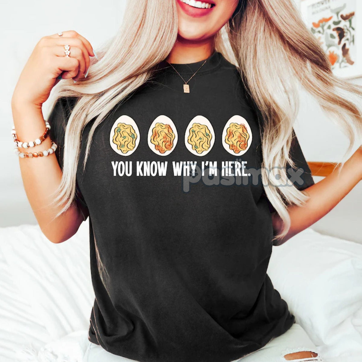 "You Know Why I'm Here" Deviled Eggs T-Shirt - Funny Thanksgiving Shirt, Deviled Egg Lover Tee