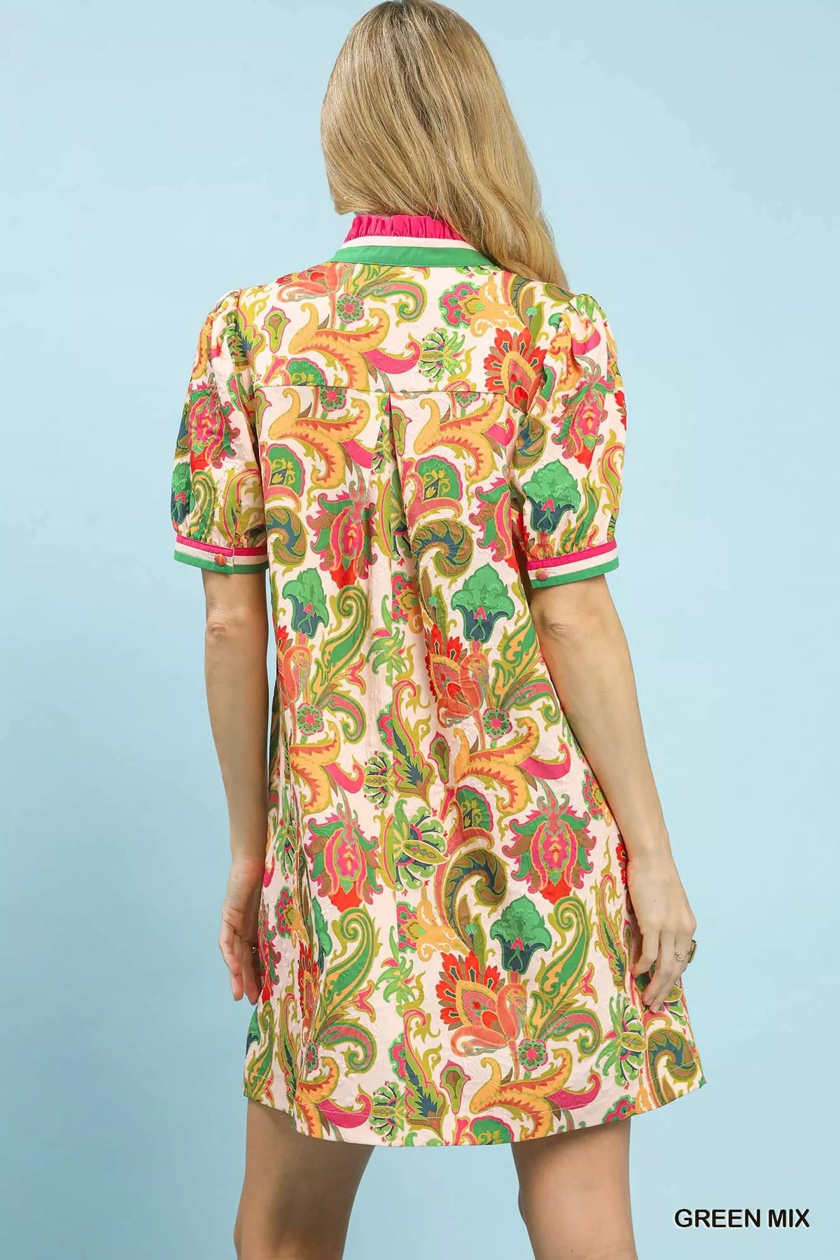 Umgee Jacquard Abstract Print Mini Dress