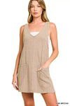 Zenana Washed Slub Adjustable Strap Overall Dress