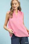 Umgee Sleeveless Textured Notch Neck Top