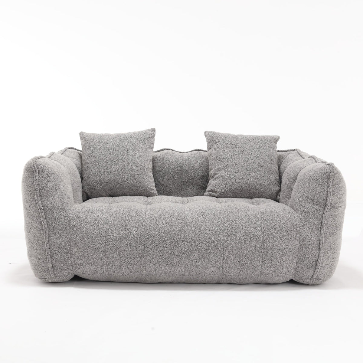Cozy Beanbag Chair with High Resilience Foam Core for Two - Grey Chenille, 66x35x25 inches