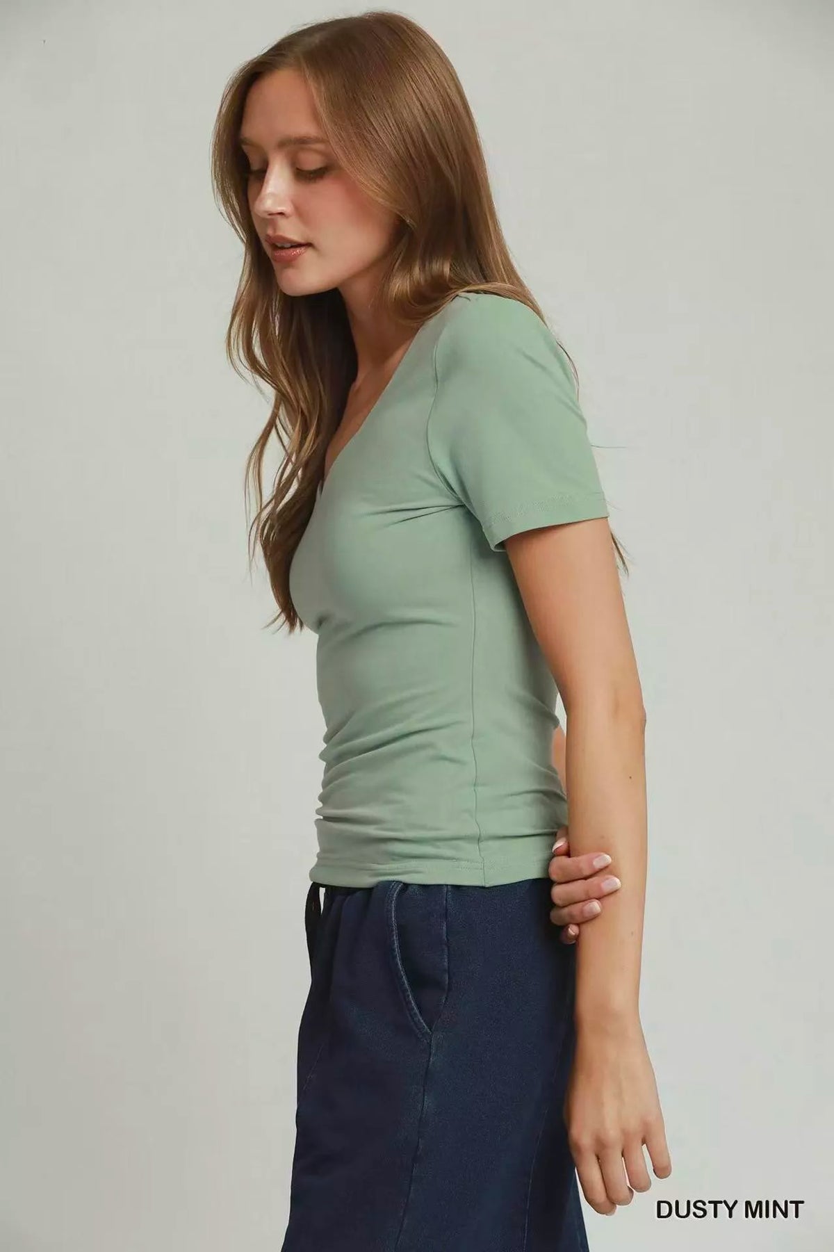 Umgee Sweetheart Neckline Front Double-Lined Top