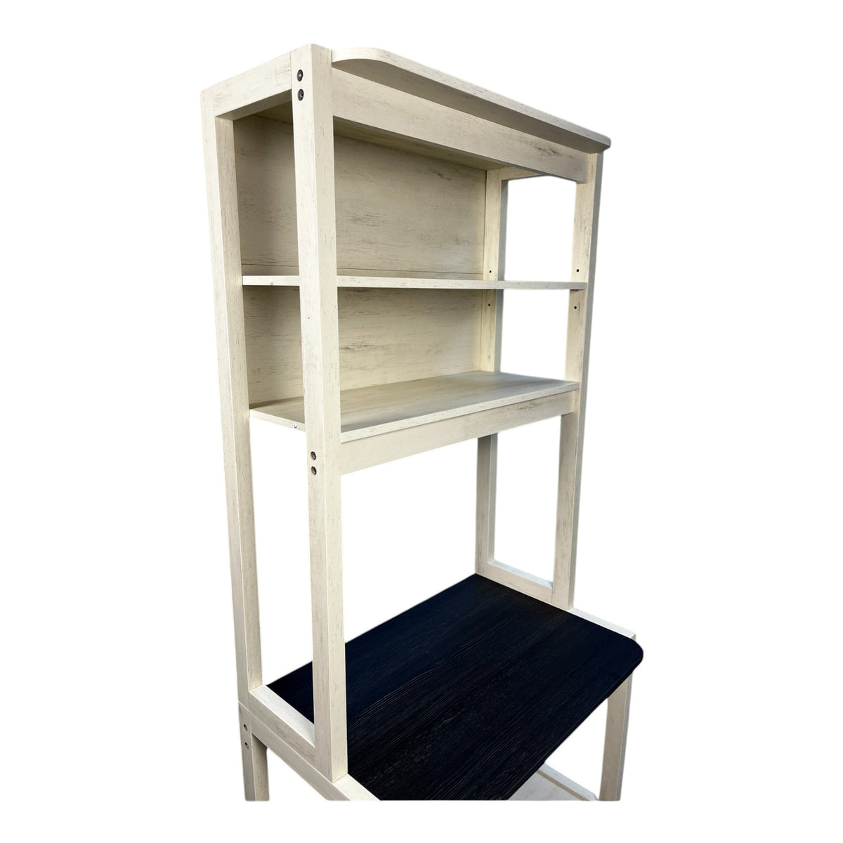 23.62' White and Black color Bakers Rack for Kitchen with Storage, Coffee Bar, 5-Tier Kitchen Shelves, Microwave Stand