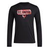 adidas Mens Size Long Sleeve Pre-Game T-Shirt Black/D.C. United X-Large Tall