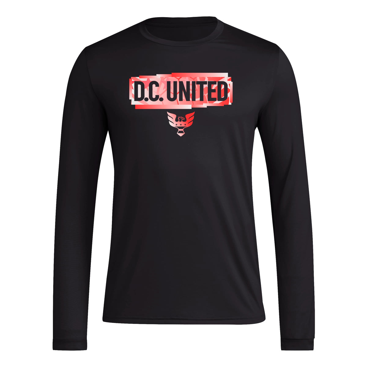 adidas Mens Size Long Sleeve Pre-Game T-Shirt Black/D.C. United X-Large Tall