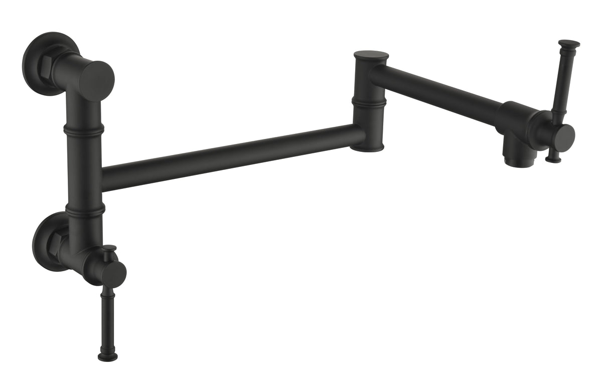 Wall mounted Pot Filler Faucet, Modern Brass Pot Filler Two-Attachment Wall Mount Folding Kitchen Pot Filler Swing Arm