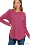 Zenana Baby Waffle Long Sleeve Top