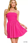 Zenana Combined Knit Tube Top Flare Mini Dress