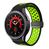 Silicone No Gap Watch Band Compatible with Samsung Galaxy Watch 5 Pro 45mm/Galaxy Watch 5 44mm 40mm/Watch 4 44mm 40mm/Watch 4 Classic 42mm 46mm Adjustable Magnetic Folding Clasp Sport Watch Strap
