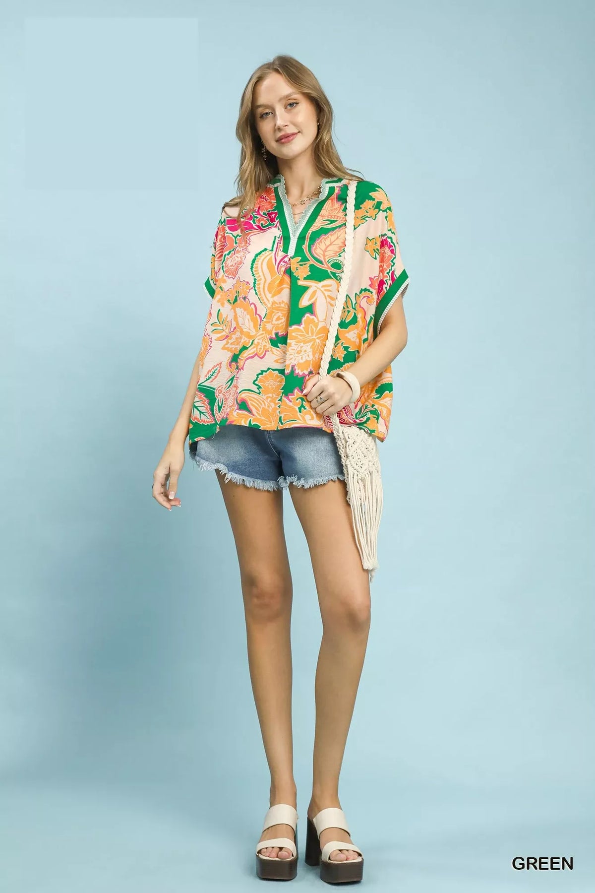 Umgee Abstract Print Oversized Top