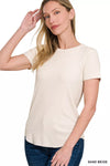Zenana Ribbed Curved Hem Round-Neck Tee
