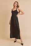 Ruched Side Slit Cutout Back Maxi Cami Dress For Women – Elegant, Romantic & Alluring with Flattering Fit and Glamorous Details